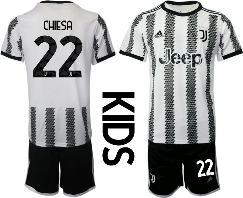 Cheap Youth 2022-2023 Club Juventus FC home white 22 Soccer Jerseys